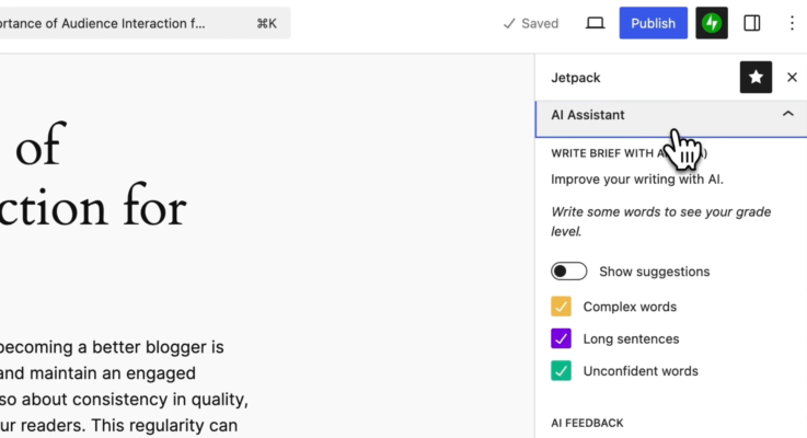 Write Brief with AI: Automattic lança ferramenta de IA para WordPress
